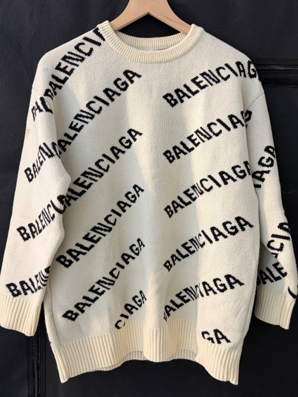 Fashion Logo Spell Out 100% Wool Sweater L Streetwear
